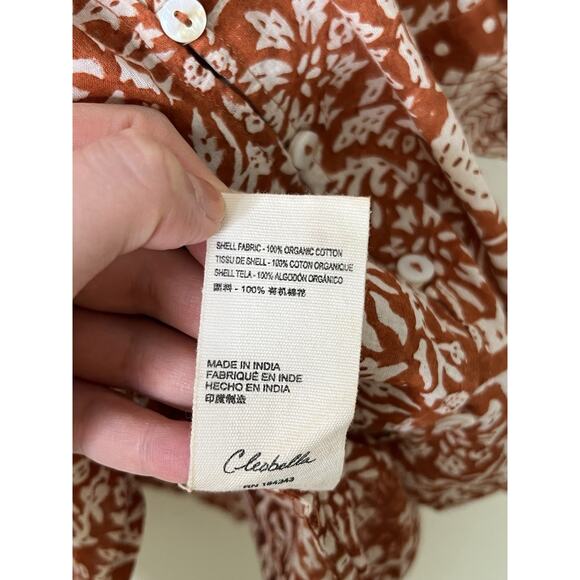 Cleobella Adele Blouse in Anila Block Print Size Large Boho Artisanal Natural - Picture 3 of 4